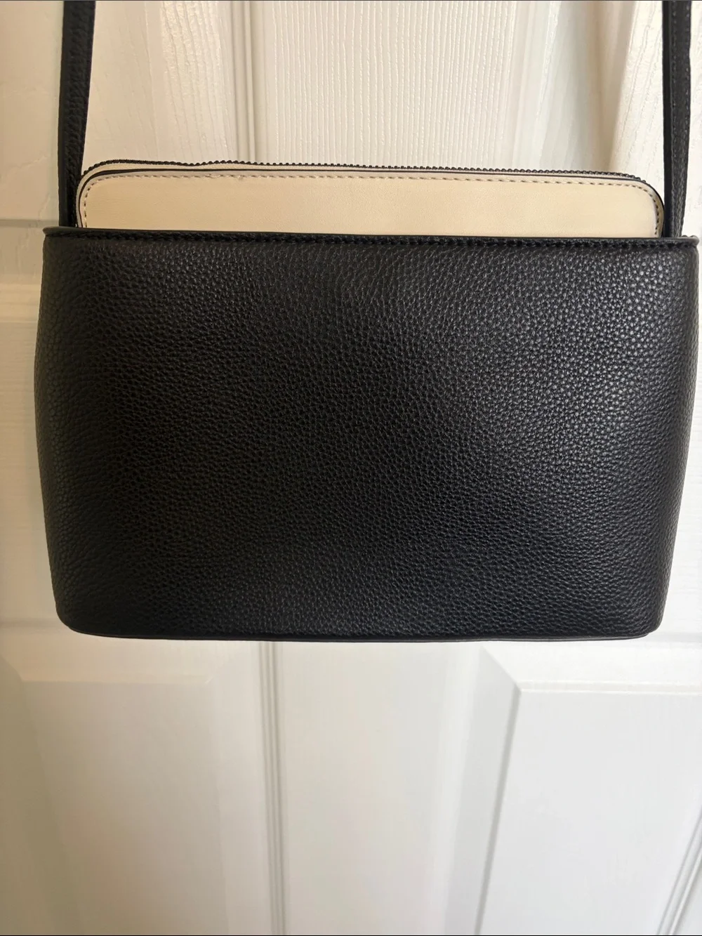 Nanette Lepore Black and Cream Pebbled Crossbody